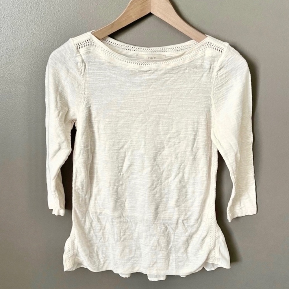 BOGO FREE!! Womens loft ivory long sleeve top